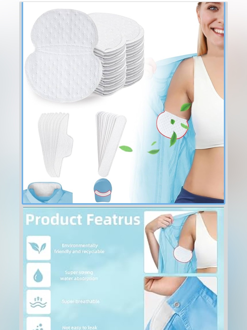 New 120 PCS Disposable Underarm Sweat Pads - White